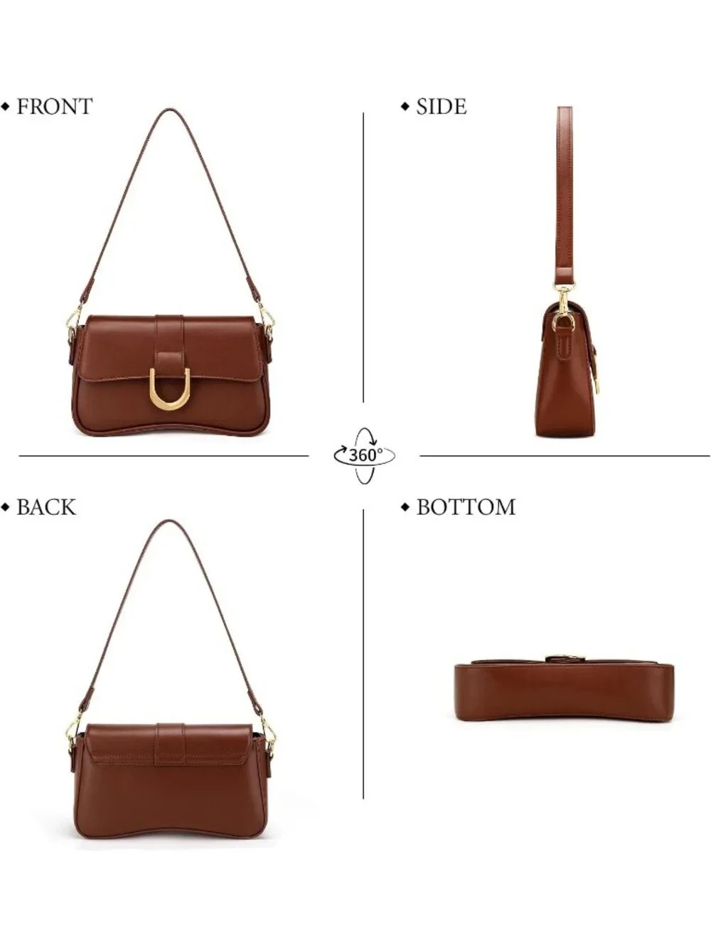 Women's Brown Small Cute Purse Retro Clutch Underarm Hobo Shoulder Bag